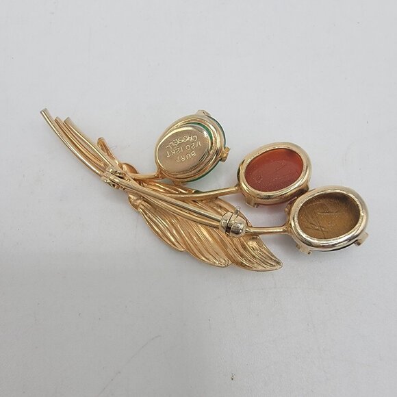 VINTAGE 1950-60'S BURT CASSELL Brooch 12K GOLD FILLED‎ GENUINE SCARAB PIN - Picture 2 of 4